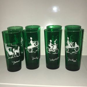 Vintage Anchor Hocking Collins Glasses with Transportation Modes